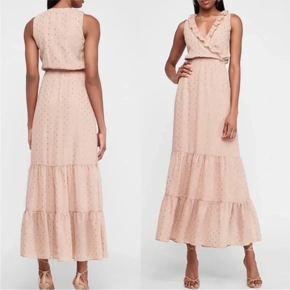 Express Dresses & Skirts - Express Ruffle Detail Maxi Dress in Soft Pink